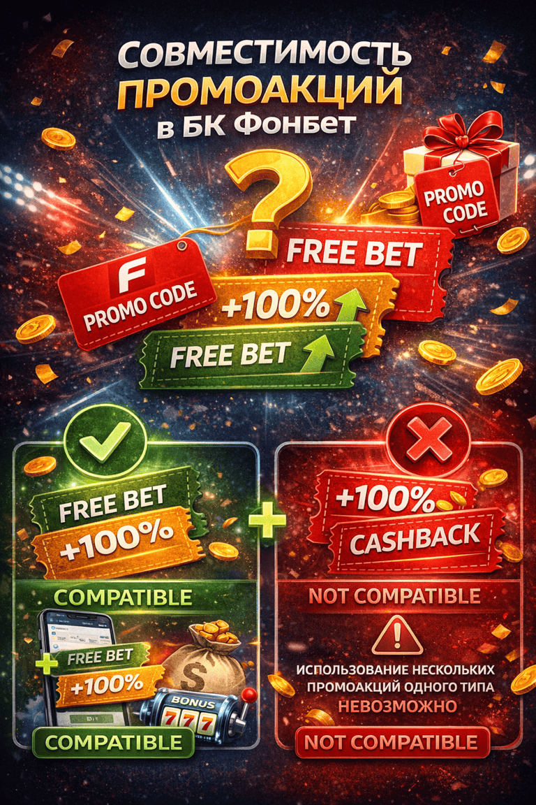 Совместимость промокодов Фонбет с другими акциями: какие бонусы можно сочетать и что конфликтует